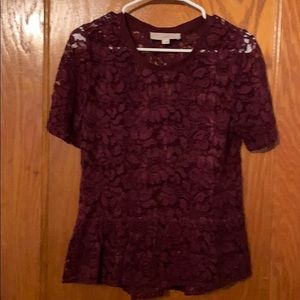 Loft lace maroon blouse